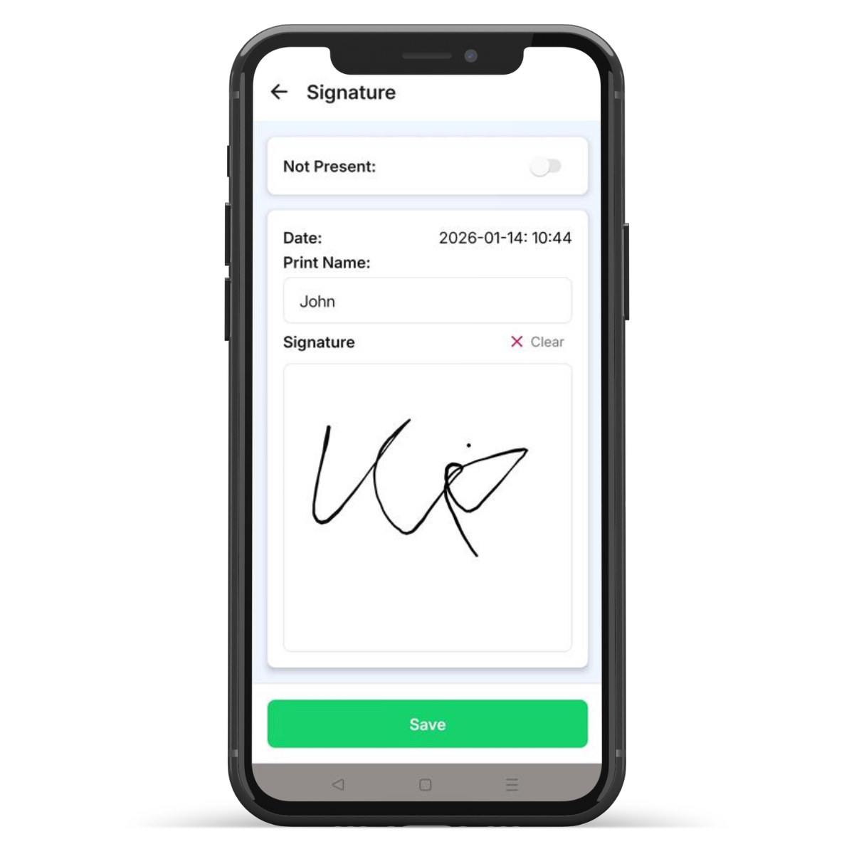 Digital signatures captured on a mobile device