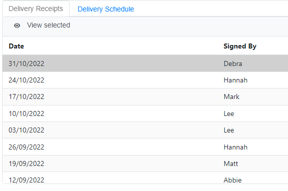 Customer portal access to receipts and service schedules