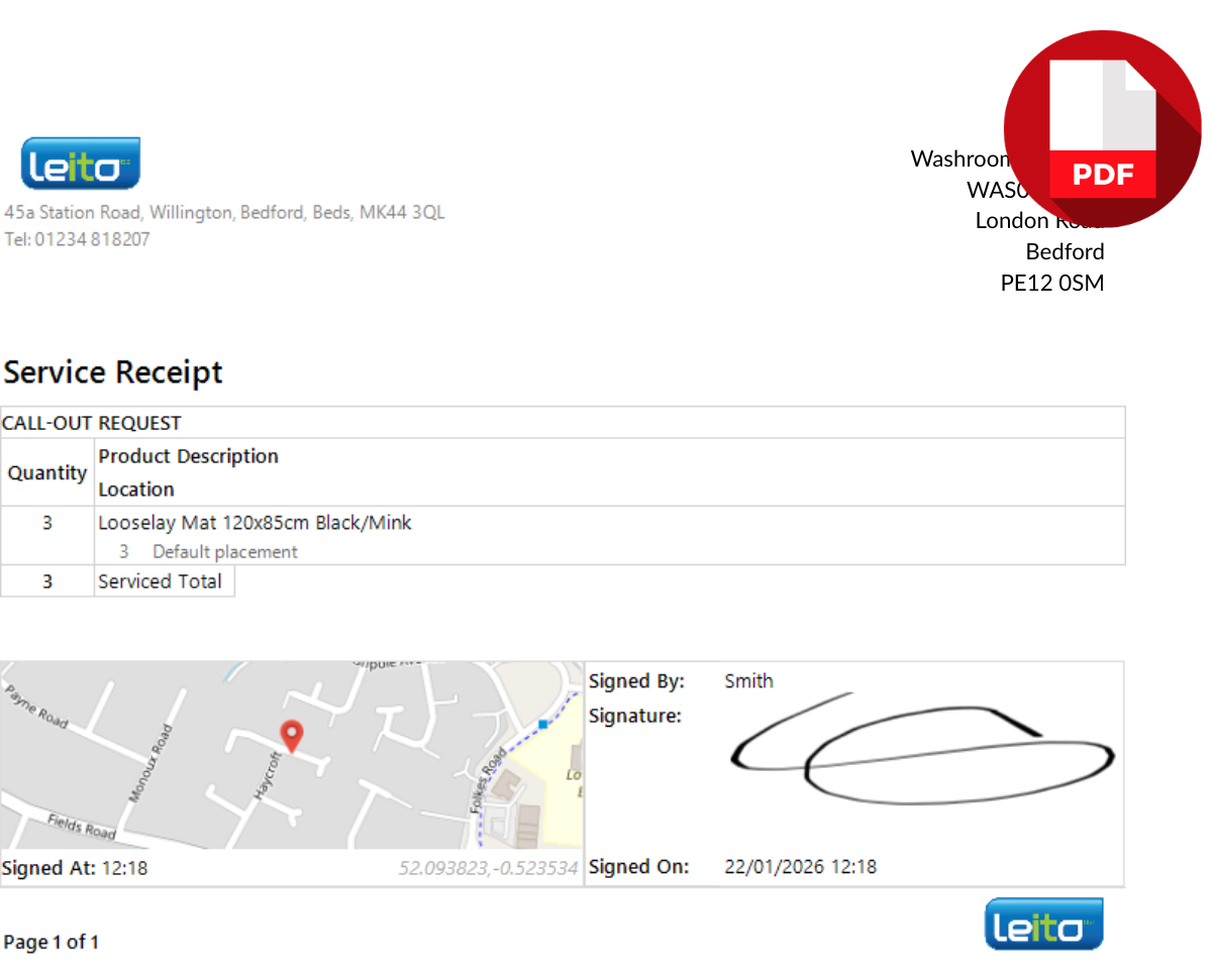 Automatic digital receipts and service notes